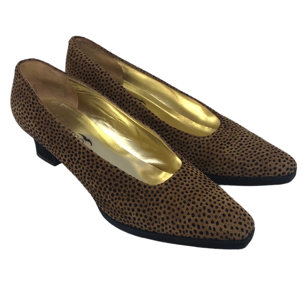 Paloma Vero Cuoio Tan Animal Print Square Toe Pumps Women Sz 10 AA